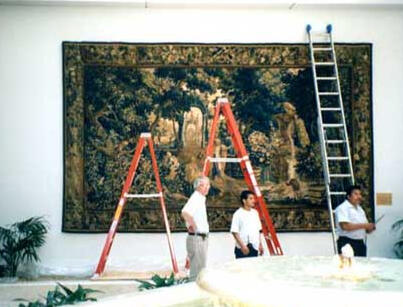 A seventeenth Century Verdure tapestry that has been cleaned and